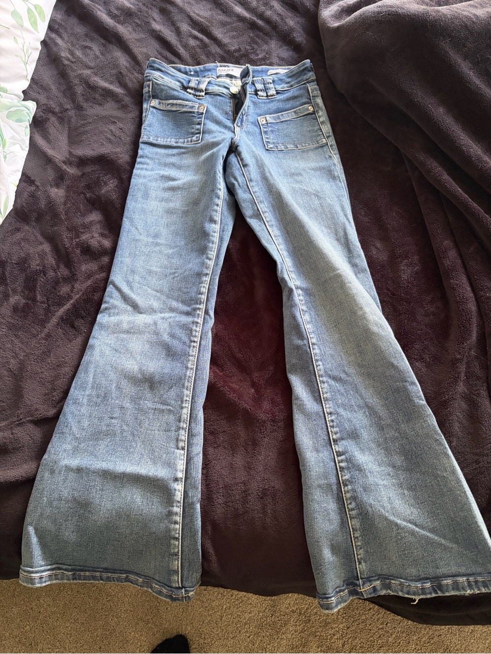 Garage Light Blue Flare Jeans with Wide Leg